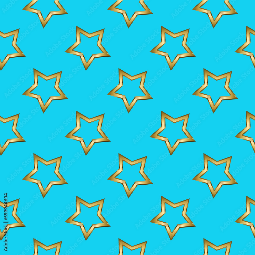 Gold Star seamless pattern. Gold and blue background. Abstract geometric shape texture. Design template for wallpaper, wrapping, fabric, textile Gold Star seamless pattern. Gold and blue background. Abstract geometric shape texture. Design template for wallpaper, wrapping, fabric, textile