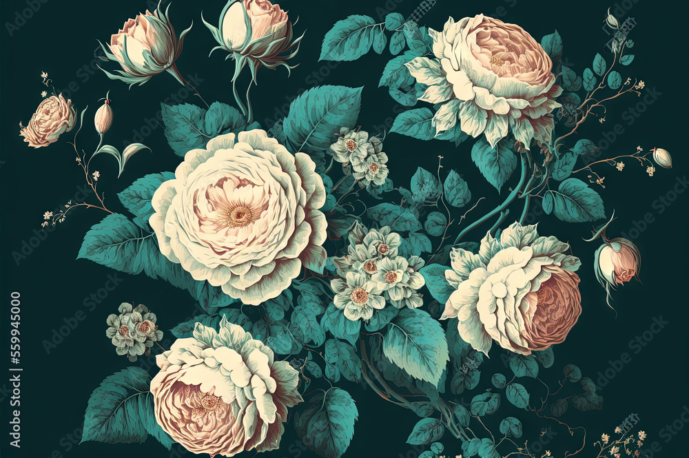 custom made wallpaper toronto digitalDark seamless floral pattern. Flowering plants. Vintage