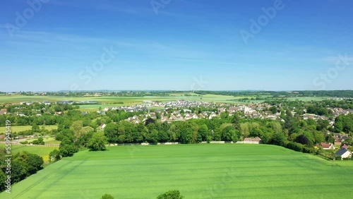 The green countryside on the outskirts of Ranville in Europe, France, Normandy, in summer, on a sunny day. photo