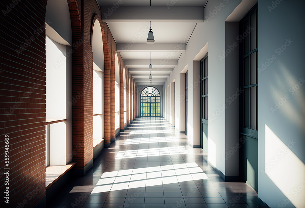 School hallway. Generative AI