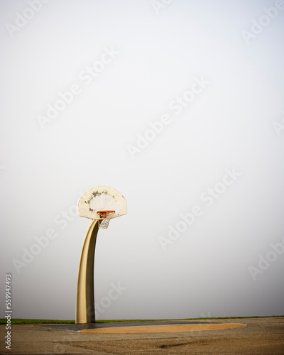 Lone basketball hoop and backboard, Angel's Gate Recreational Center, San Pedro, California.