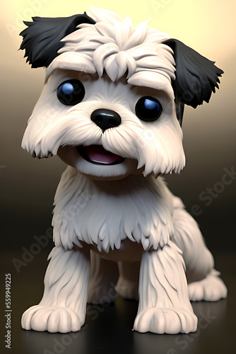 Generative AI : Illustration of cute and adorable Affenpinscher, pup