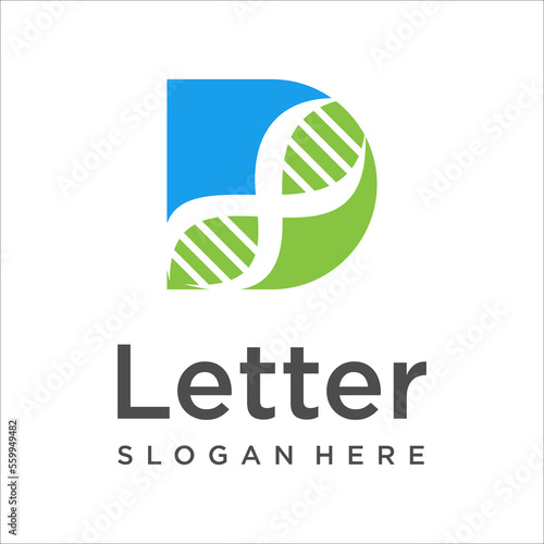 Letter D With DNA Logo Vector Template Abstract Monogram