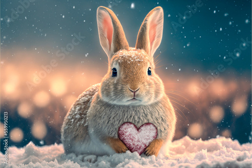 cute rabbit of 2023 valentine day, AI generate © Piyapa