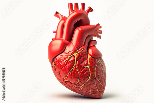Wallpaper Mural red human heart on white background, AI generate Torontodigital.ca