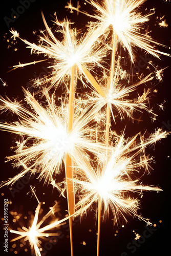 Sparklers on black background. IA Tehnology