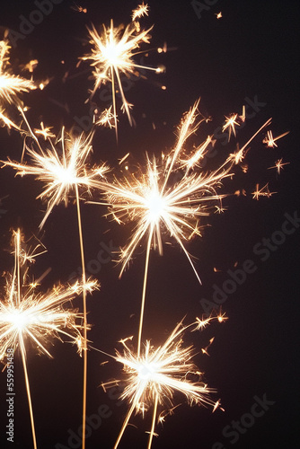 Sparklers on black background. IA Tehnology