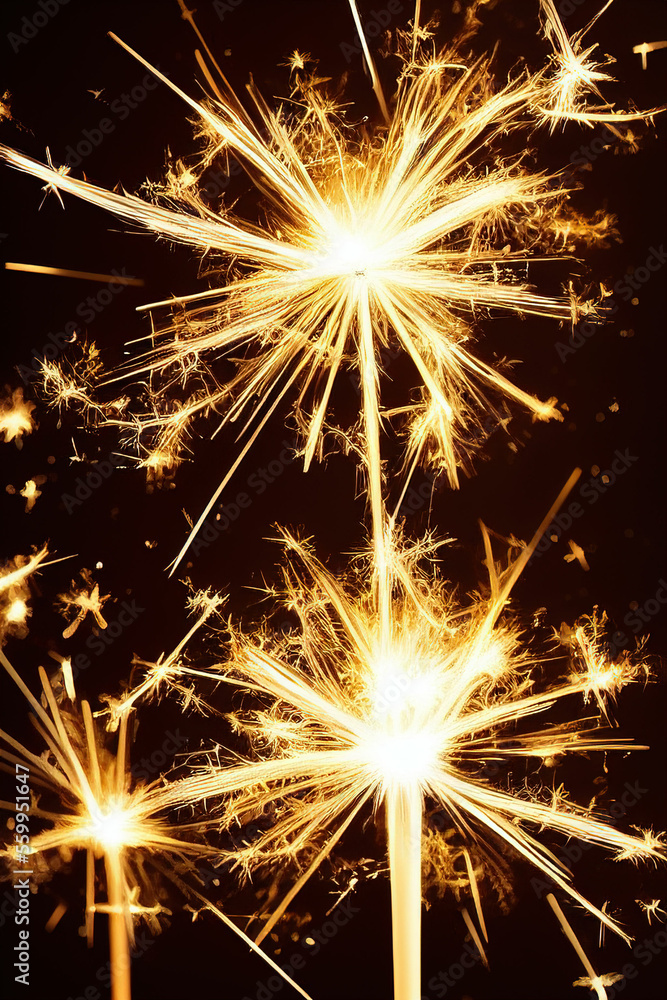 Sparklers on black background. IA Tehnology Sparklers on black background. IA Tehnology