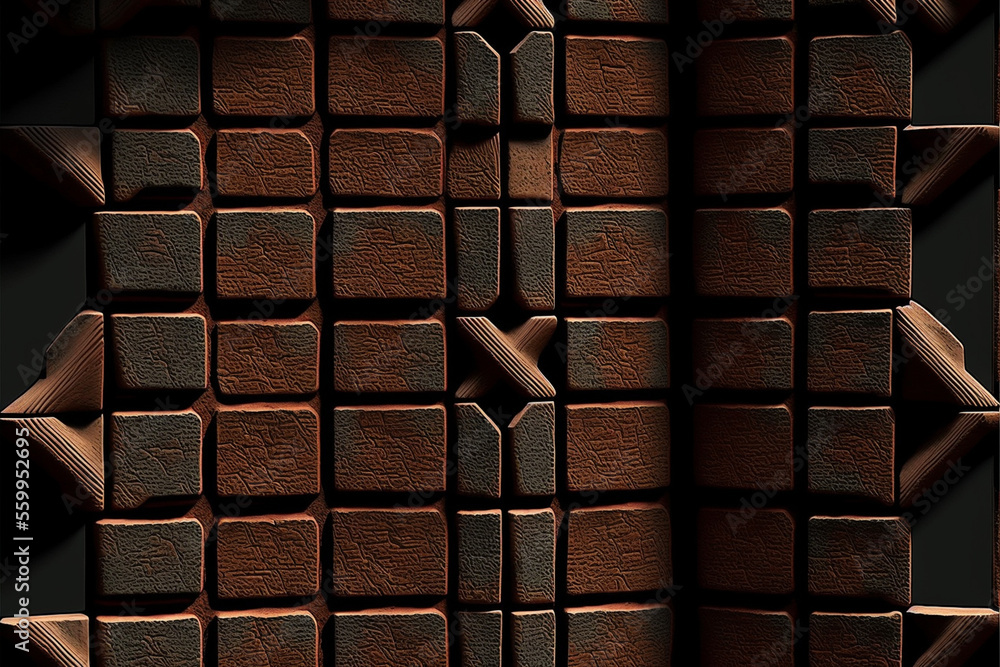 Stone Brick Background, Texture 3D, Geometry and Symmetry, Generative ai Stone Brick Background, Texture 3D, Geometry and Symmetry, Generative ai