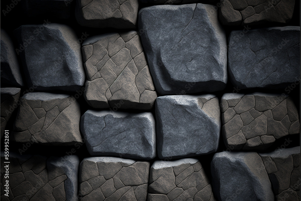 Stone Brick Background, Texture 3D, Geometry and Symmetry, Generative ai Stone Brick Background, Texture 3D, Geometry and Symmetry, Generative ai