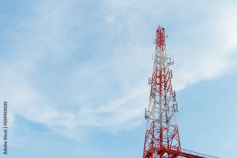 radio tower on a hill on sky background. radio tower on a hill on sky background.