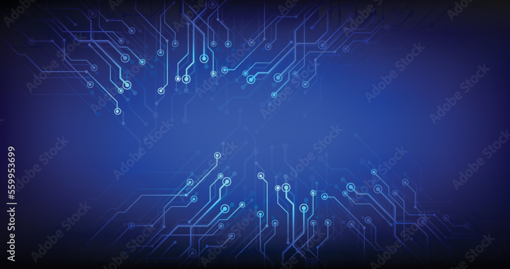 Abstract modern technology circuit board background. Blue business big digital data vector illustration.