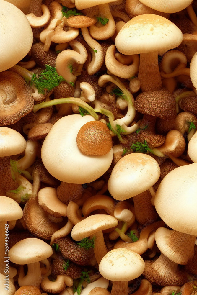 Beautiful closeup of forest mushrooms. IA Tehnology Beautiful closeup of forest mushrooms. IA Tehnology