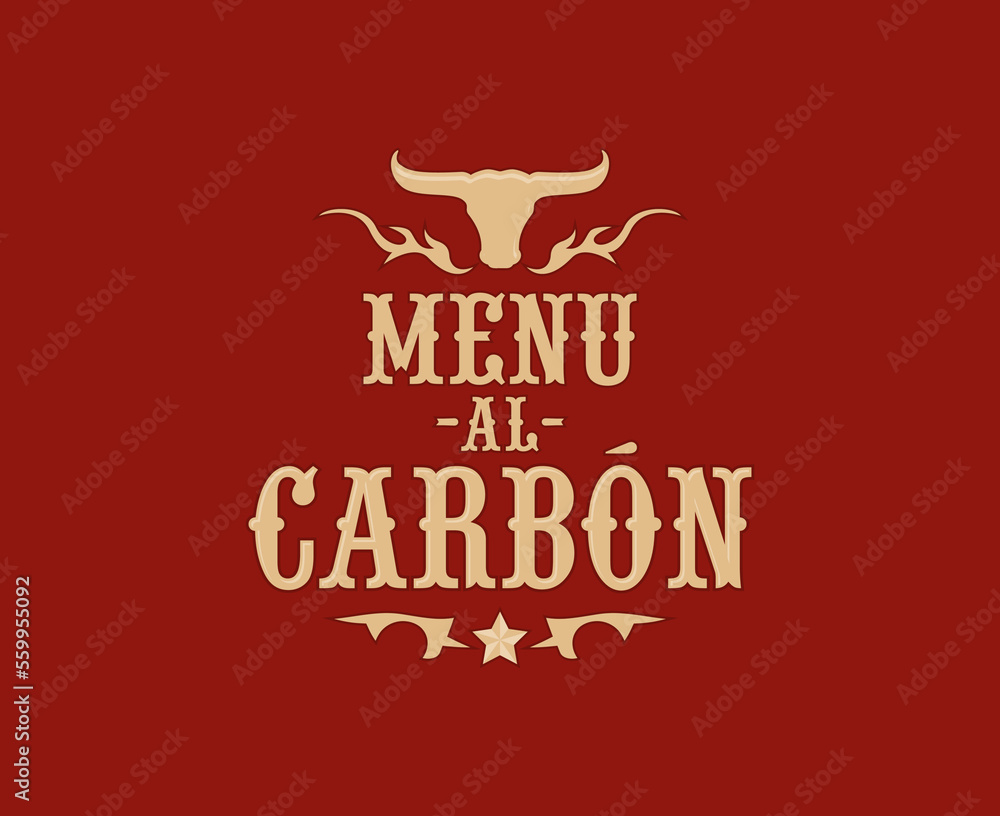 Obraz premium Menu al Carbon, Grill Menu spanish text design.