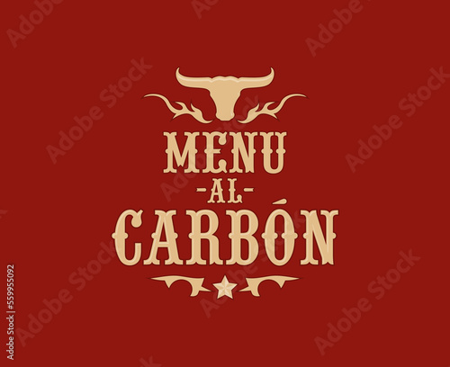 Menu al Carbon, Grill Menu spanish text design.