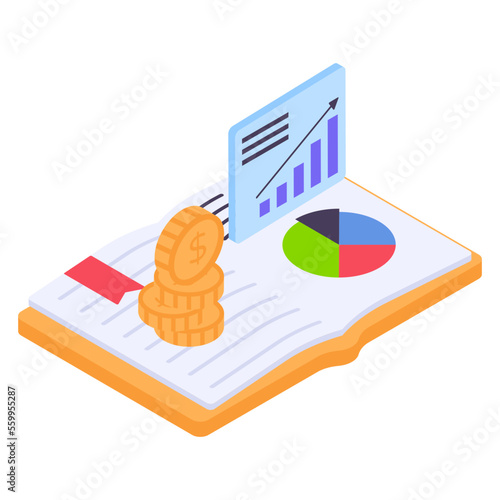 Decision making based on Data isometric Concept, Transformative Education Vector Icon Design, Business Finance Symbol,Treasury and Capital Budget Sign, Financial Planning Analysis and Control stock il