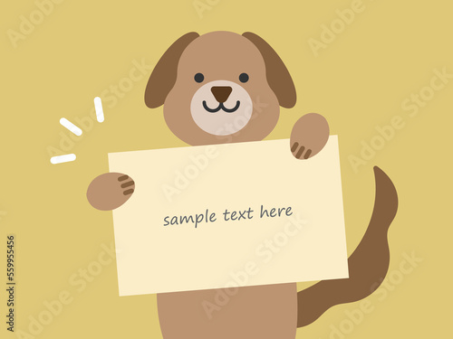 メッセージカードを持った犬のイラスト