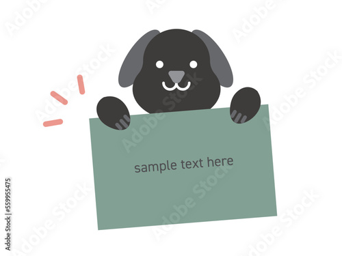 メッセージカードを持った犬のイラスト