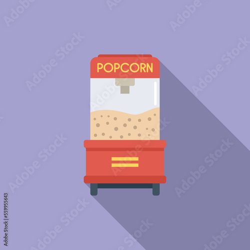 Popcorn machine icon flat vector. Corn food. Cart stand