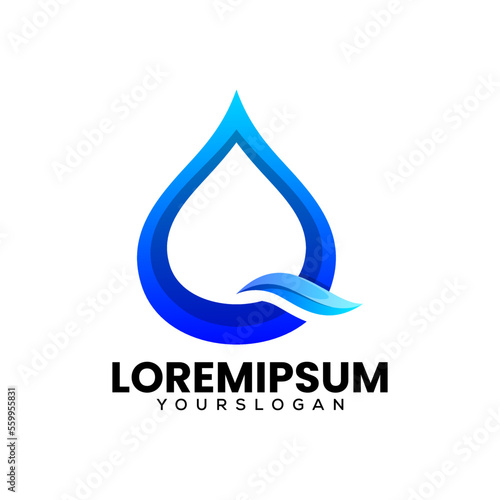 letter q water logo design vector