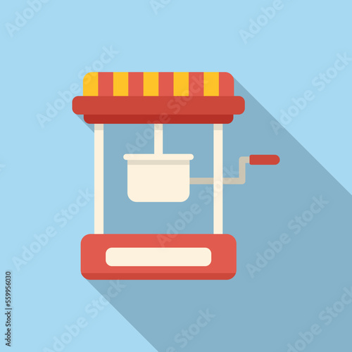 Handle popcorn machine icon flat vector. Pop corn seller. Food stand