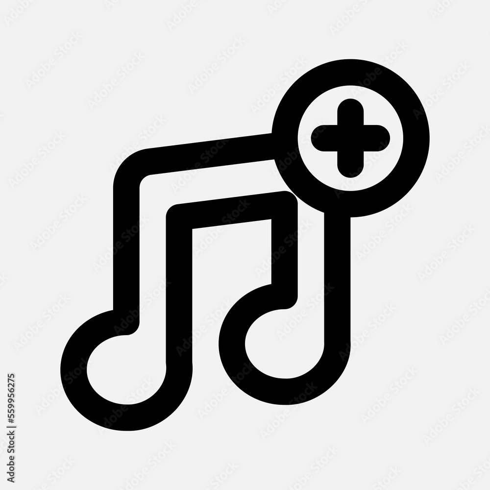 Add music icon in line style about multimedia, use for website mobile app presentation Add music icon in line style about multimedia, use for website mobile app presentation
