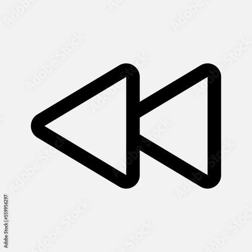 Fast backward icon in line style about multimedia, use for website mobile app presentation