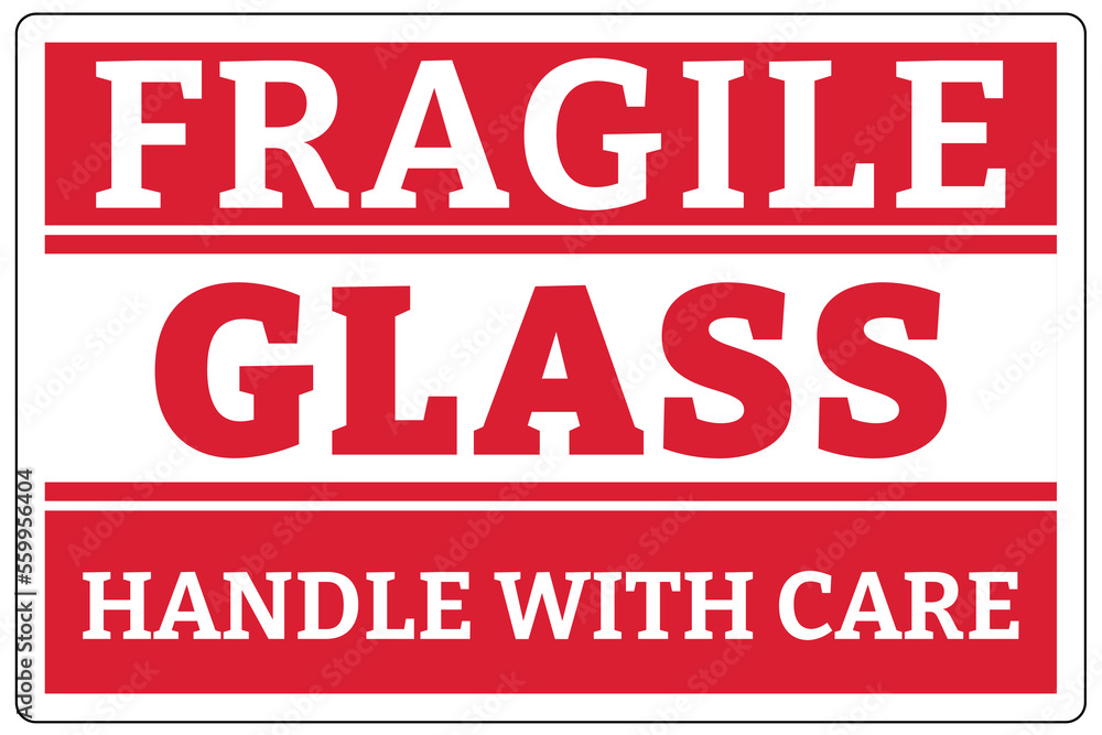 Shipping and storage labels fragile glass handle with care