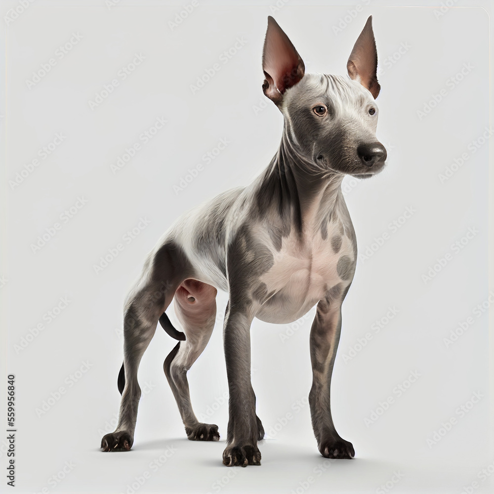 American Hairless Terrier  full body image with white background ultra realistic