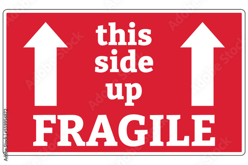 Shipping and storage labels this side up fragile