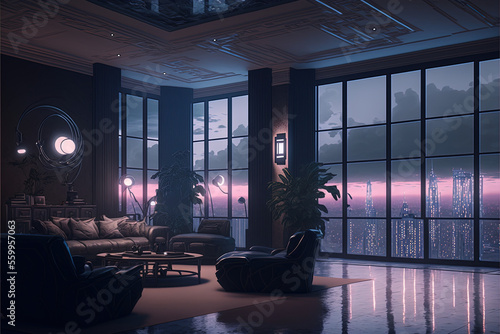 Penthouse design concept in futuristic style