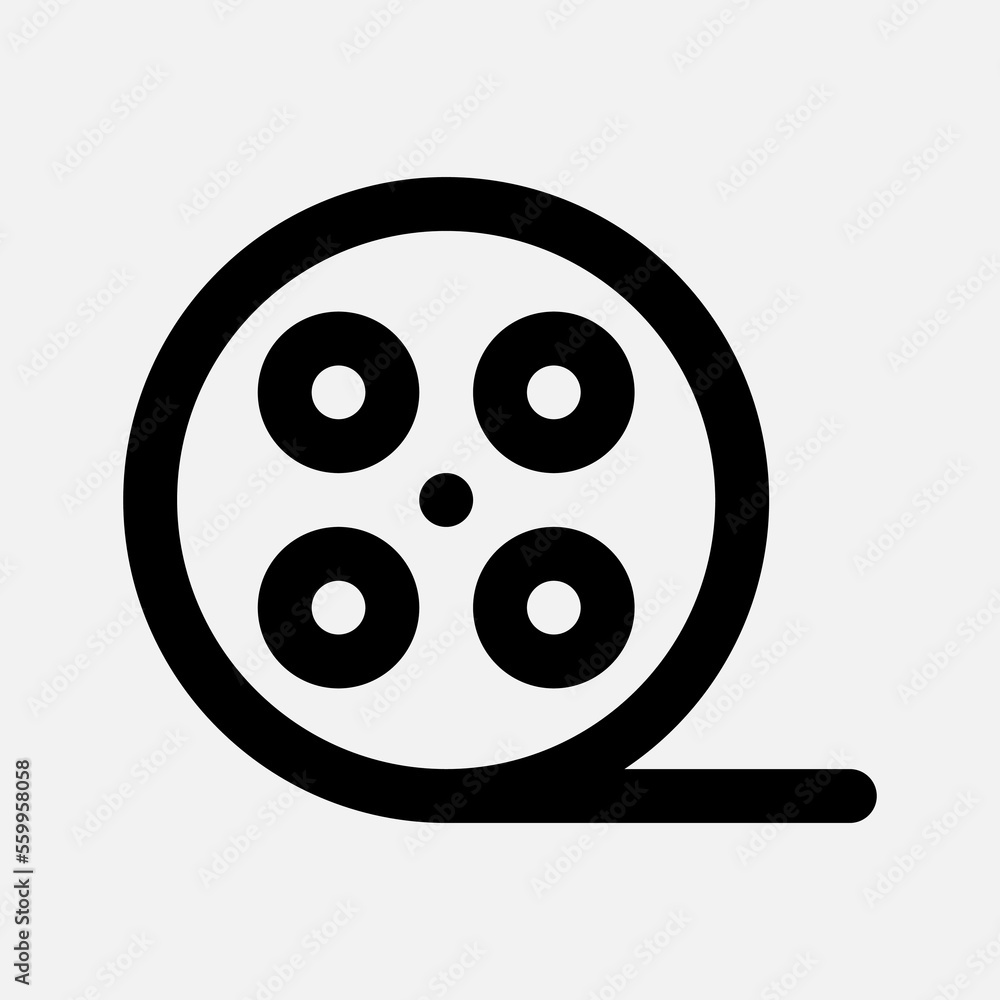Movie reel icon in line style about multimedia, use for website mobile app presentation Movie reel icon in line style about multimedia, use for website mobile app presentation