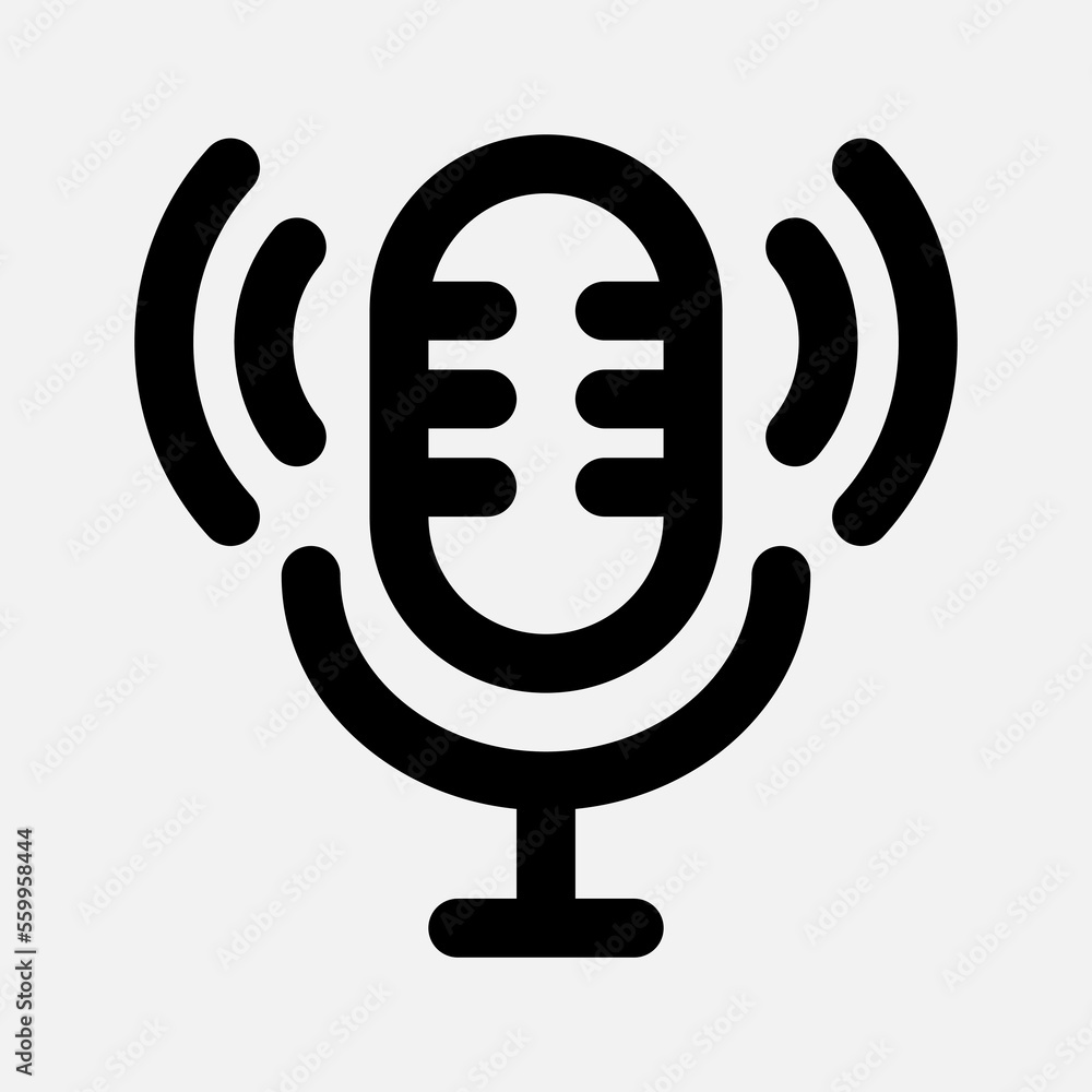 Microphone icon in line style about multimedia, use for website mobile app presentation Microphone icon in line style about multimedia, use for website mobile app presentation