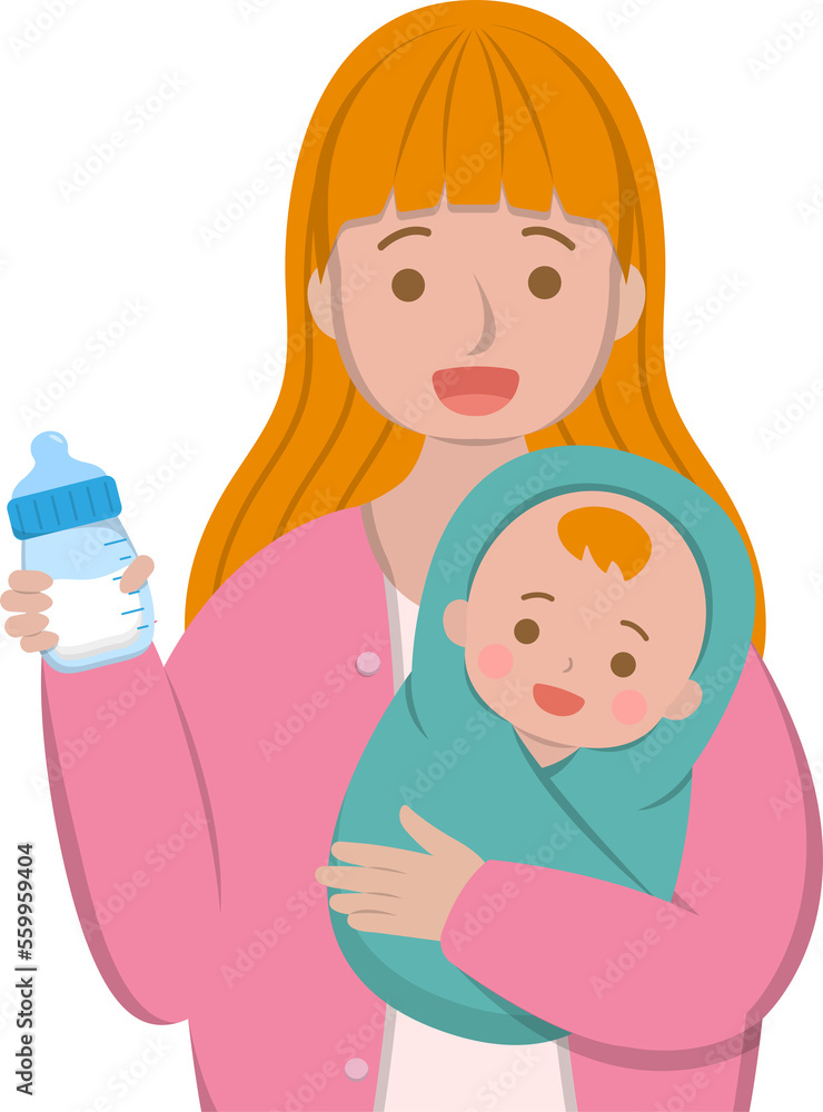 Mother with baby cartoon comic character vector Mother with baby cartoon comic character vector