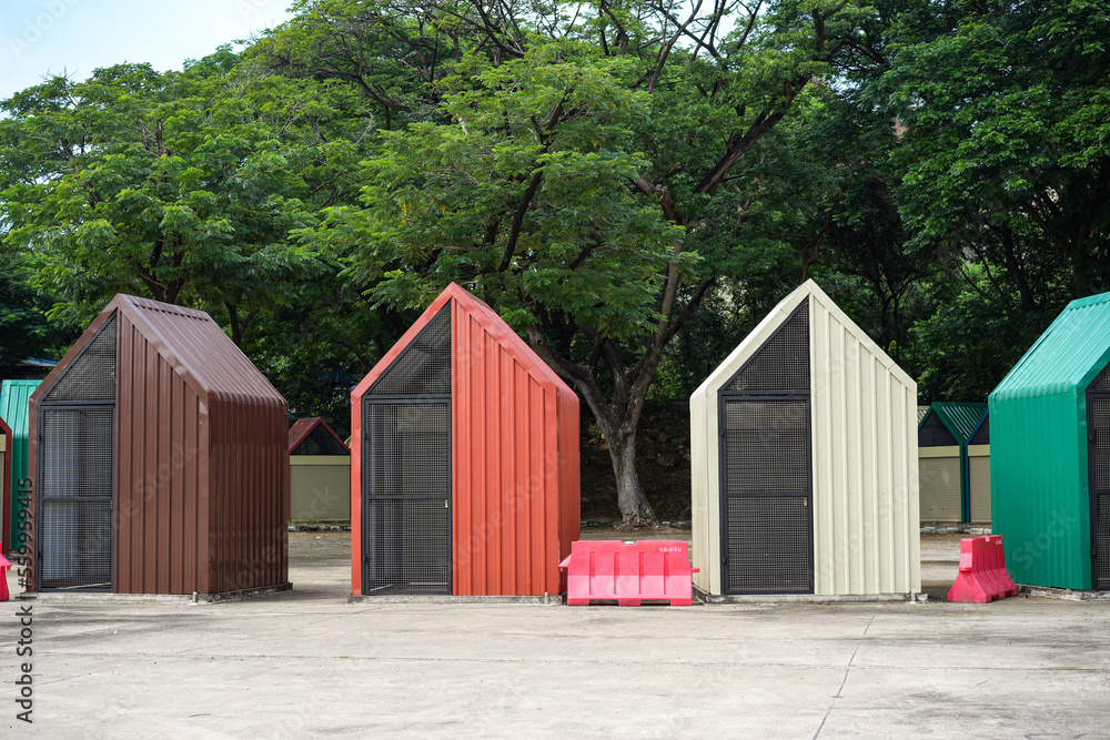 A kiosk's form is created by combining and constructing a metal sheet. It is set up for market weekend in the roll. A kiosk's form is created by combining and constructing a metal sheet. It is set up for market weekend in the roll.