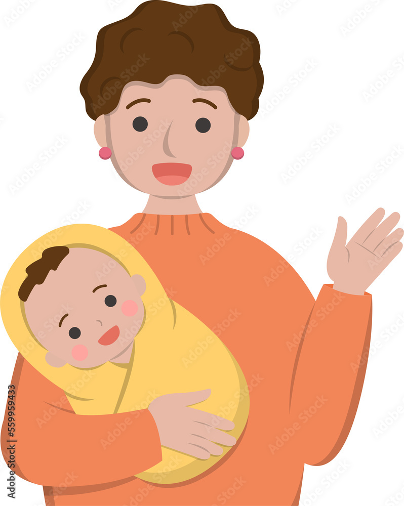 Mother with baby cartoon comic character vector Mother with baby cartoon comic character vector