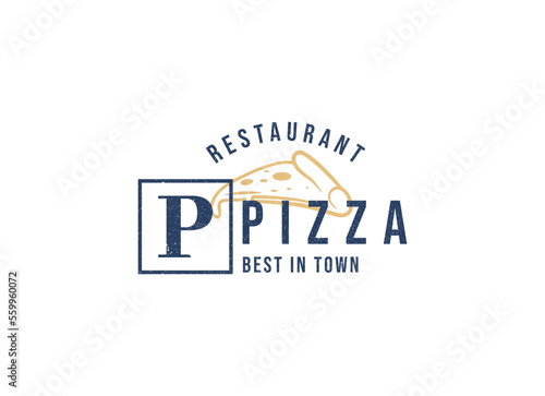 retro vintage pizza logo and typography template