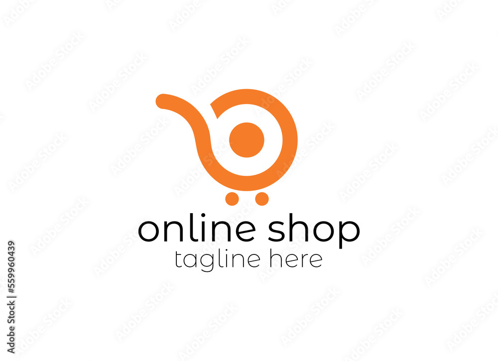 Online Shop Logo designs Template. Illustration vector graphic of shopping cart and shop bag
