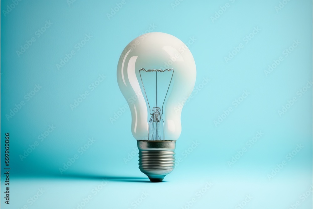 White light bulb with blue background. AI digital illustration White light bulb with blue background. AI digital illustration
