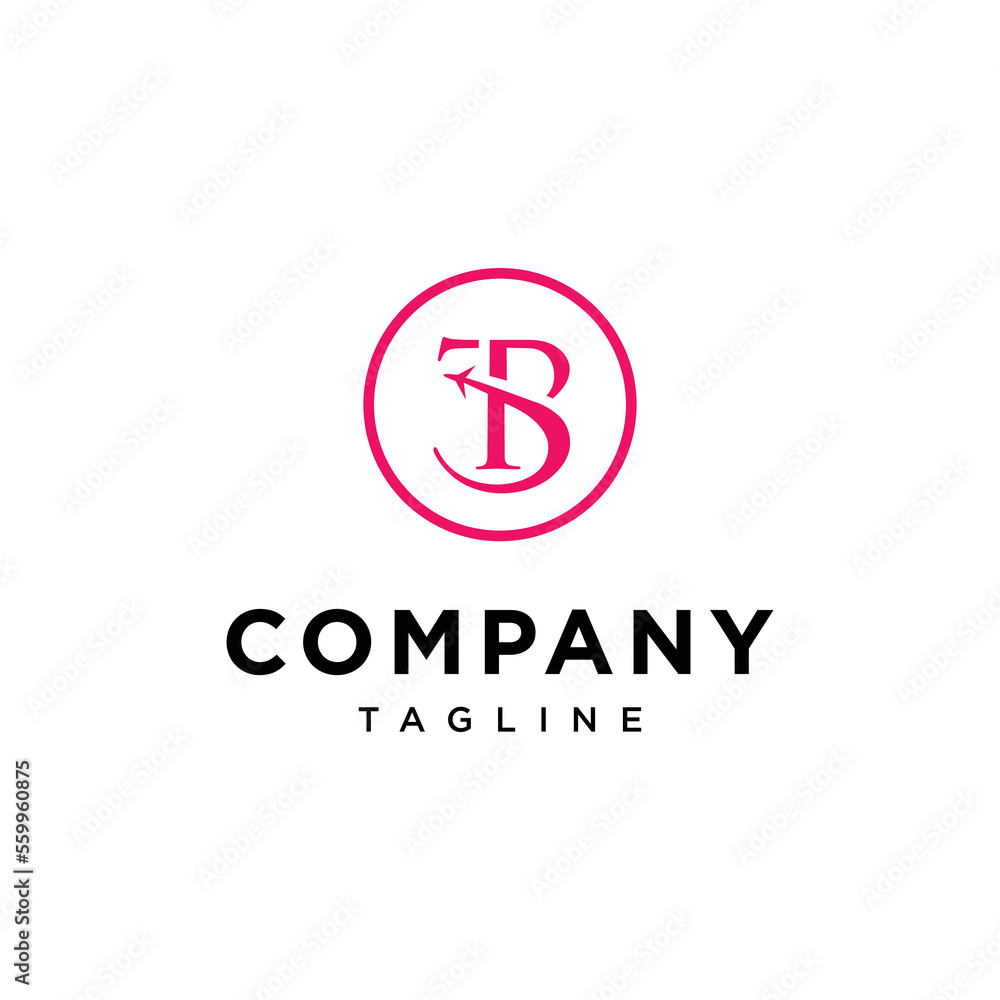 Letter T and B and Plane logo vector template. Letter T and B and Plane logo vector template.