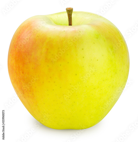 Green Apple isolated on white, Fresh Yellow and Green Orin Apple Isolated on White background, With work path.
