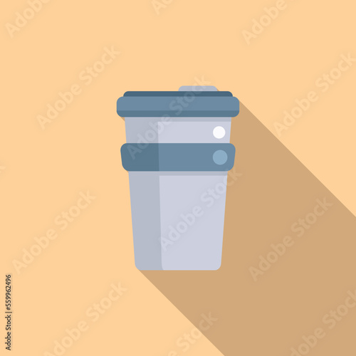 Tumbler thermo cup icon flat vector. Reusable coffee. Thermal water