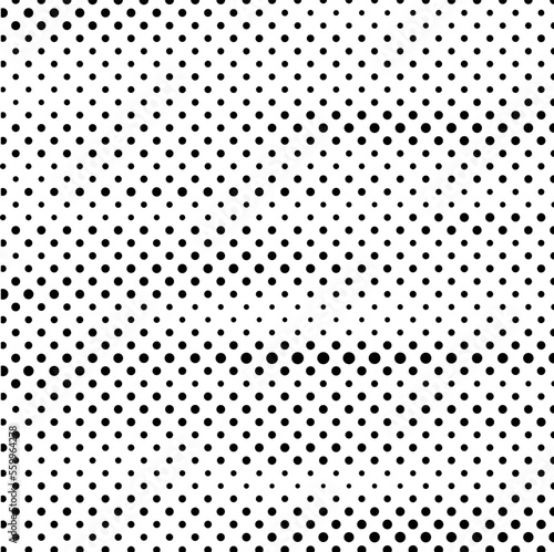 Monochrome Dots Background. Fade Texture. Vintage Pop-art Backdrop. Grunge Black and White Overlay. Vector illustration 