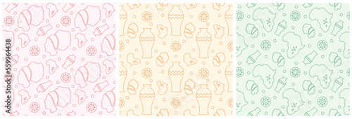 Set of Black History Month Seamless Pattern of African American Holiday in Template Hand Drawn Cartoon Flat Design Illustration