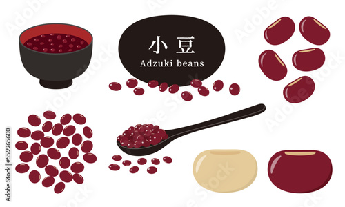 小豆のイラストセット_adzuki beans