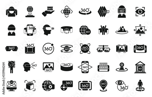 Virtual tour icons set simple vector. Video arrow. App design