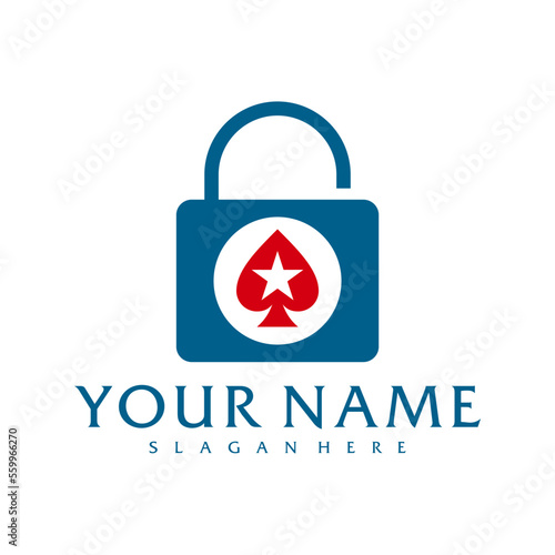 Padlock Poker logo vector template, Creative Poker logo design concepts