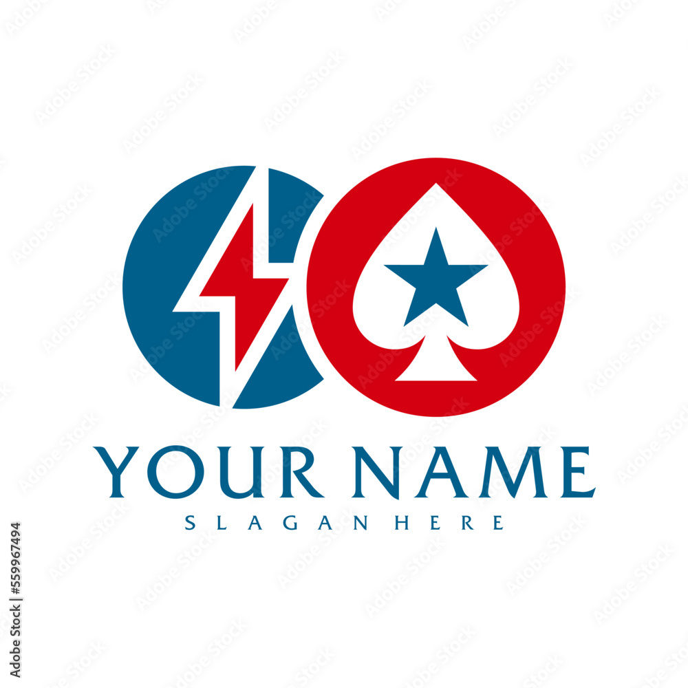 Thunder Poker logo vector template, Creative Poker logo design concepts Thunder Poker logo vector template, Creative Poker logo design concepts