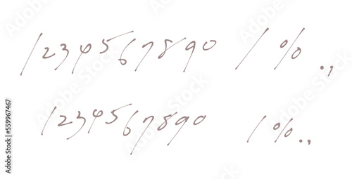 ペンで素早く書いた数字セット　走り書き　手書き　数値　割合