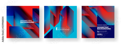 Vector set of abstract geometric poster backgrounds, colorful shapes with fluid colors. Collection of covers, templates, flyers, placards, brochures, banners © antishock